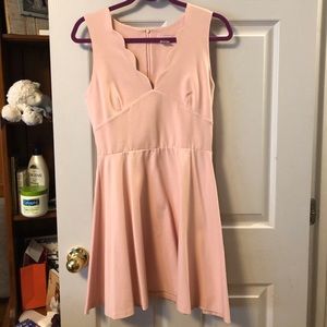 Blush scalloped neckline dress!
